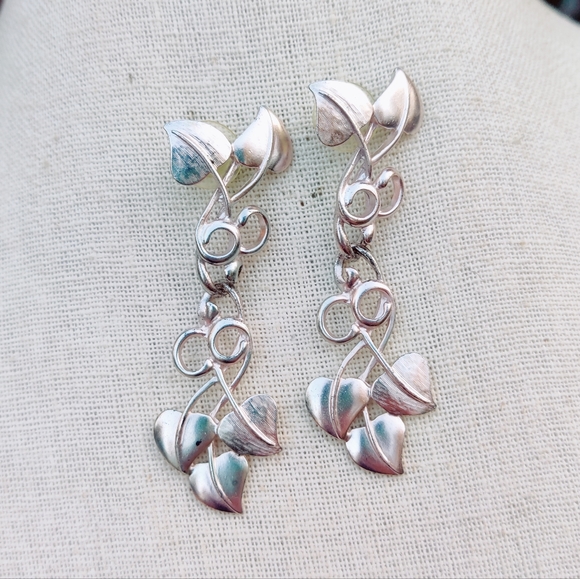 🌿 Vintage long silver leaves earrings - Picture 11 of 11